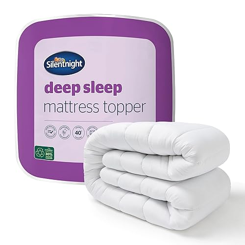 Silentnight Deep Sleep Double Mattress Topper - Best Thick Soft Comfy Toppers For Bed Caravan Campervan Sofa Beds - Machine Washable Hypoallergenic Bed Topper, White - Double - Standard