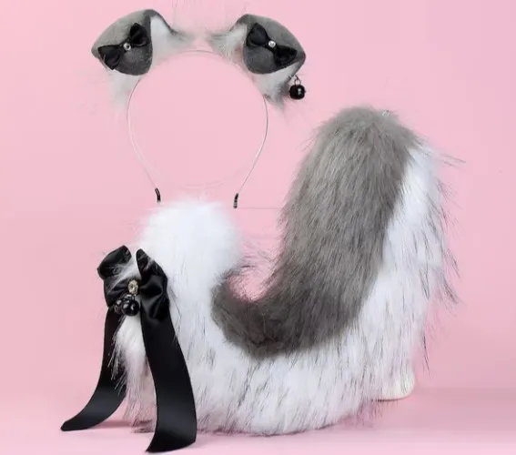 Grey puppy ears and tail