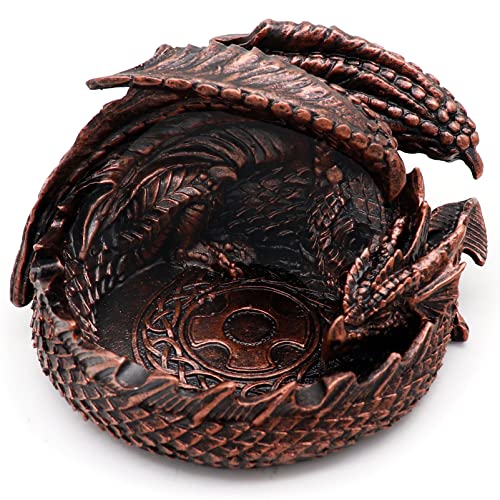 Haxtec Dragon Dice Jail Guardian DND Dice Tray Holder Dungeons and Dragons Accessories Novelty DM RPG Gift Dragon Statue Decor(Antique Copper) - Antique Copper
