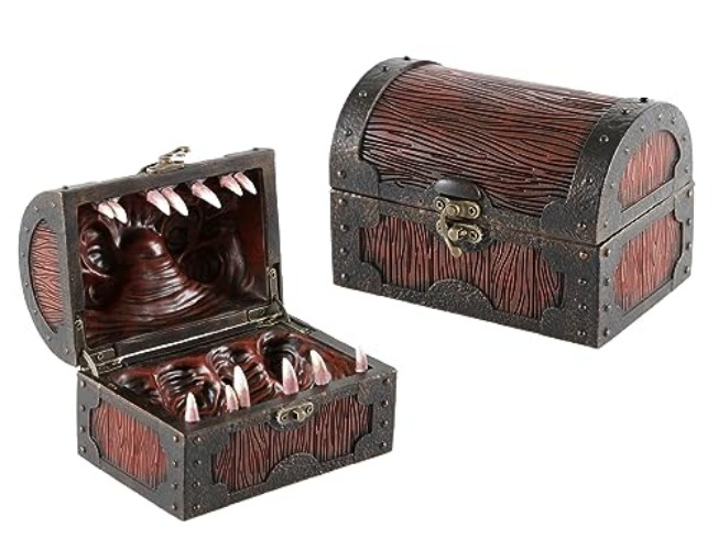 Forged Dice Co. Mimic Chest Dice Storage Box - Container Holds up to 5 Sets of Polyhedral Dice or 35 Individual Dice (Hand Painted) - Hand Painted