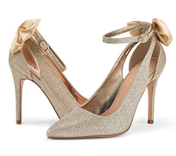 Womens High Heels Bow Back Stiletto - (7.5 US) (A-gold)