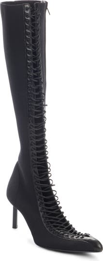Show Lace-Up Knee High Boot - (7.5 US) (Black)