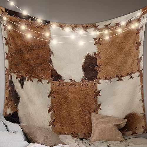 Cowhide Tapestry Wall Hanging Tapestries Cow Fur Print Farm Animal Skin Brown Aesthetic Tapestry for Bedroom Living Room Dorm College Boys Girls Room Wall Art Decor Funny Decorative Backdrop 50x60 - 50"x60" - Texture7924