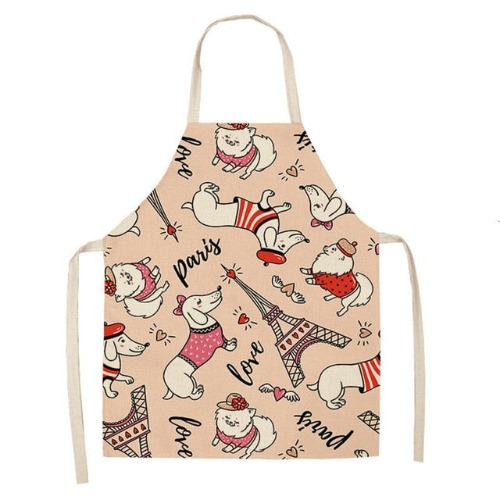 Dachshund Print Cotton Linen Cooking Apron for Women - Print 4