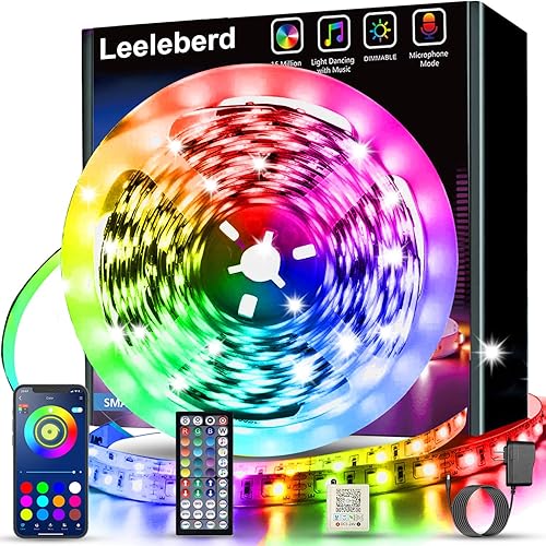 32.8ft Led Strip Lights Smart App Music Sync Color Changing RGB Led Light Strips Bluetooth LED Strips with Remote Led Lights for Bedroom Home Decoration - 32.8FT