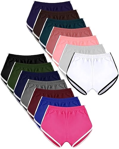 Lasnten 14 Pcs Shorts Women Yoga Shorts Athletic Elastic Summer Breathable Sports Polyester Cotton Workout Shorts - XX-Large - Stylish Colors