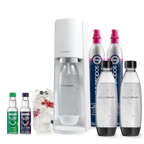 SodaStream Terra Sparkling Water Maker Bundle (White), with CO2, DWS Bottles, and Bubly Drops Flavors - Value Bundle - White