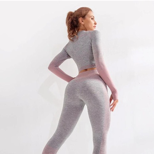 Seamless Aim Crop Top - Grey & Pink / M