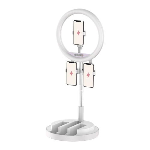 Multitasking Foldable Ring Light (3 Phone Holders) - Cream White