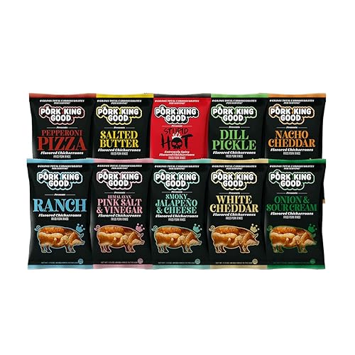 Pork King Good Pork Rinds Variety 10 Pack (Chicharrones) Keto Snacks - Variety - 1.75 Ounce (Pack of 10)