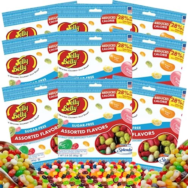 Jelly Belly Assorted Sugar Free Jelly Beans - Sugar Free Candy for Diabetics, Zero Sugar Candy, Diabetic Candy - (Assorted Flavors, 9 Bags) - Assorted Flavors - 9 Bags