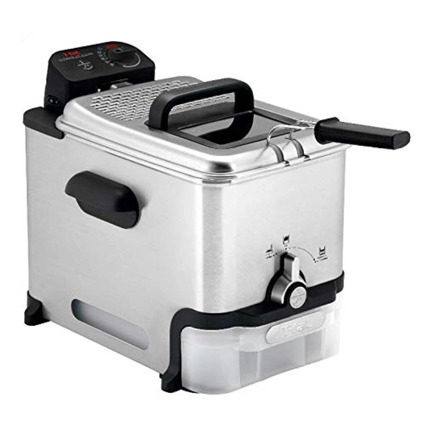 T-fal Deep Fryer with Basket, Stainless Steel, Easy to Clean Deep Fryer, Oil Filtration, 2.6-Pound, Silver, Model FR8000 - Clean oil filtration system Fryer + Container, 4 Quart