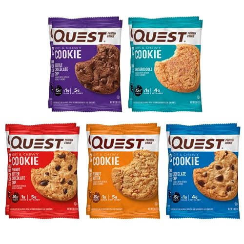 Quest Nutrition Protein Cookie Assorted Variety Pack - High Protein, Low Carb - 5 Flavors (10 Count)