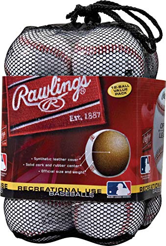 Rawlings | Official League Recreational Use Practice Baseballs | Youth | Bag of 12 | OLB3BAG12 | 12 Count - Baseballs