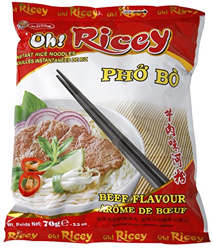 Oh! Ricey Instant Rice Noodle Pho Bo Soup (Beef Flavor) - 2.5oz (Case of 24) - 2.5 Ounce (Pack of 24)