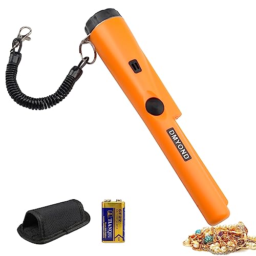 Dmyond Metal Detector Pinpointer, Professional Waterproof Handheld Pin Pointer Wand, Search Treasure Pinpointing Finder Probe with 9V Battery for Adults, Kids - Orange - Orange