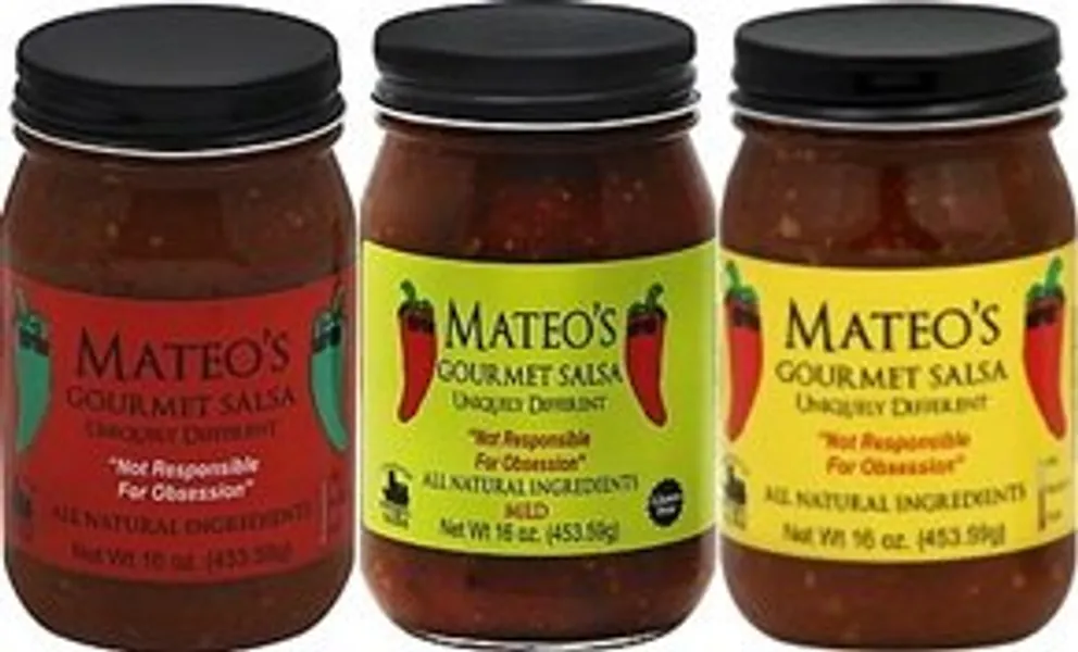 Mateo's Gourmet Salsa 16oz Glass Jar (Pack of 3) Select Heat Level Below (Sampler Pack with 1 of each Heat Level)