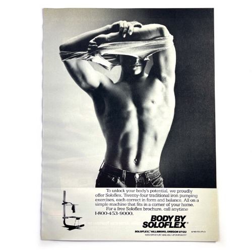 Body by Soloflex Vintage Print Ad 1983 Weight Lifting Shirtless Male Athlete