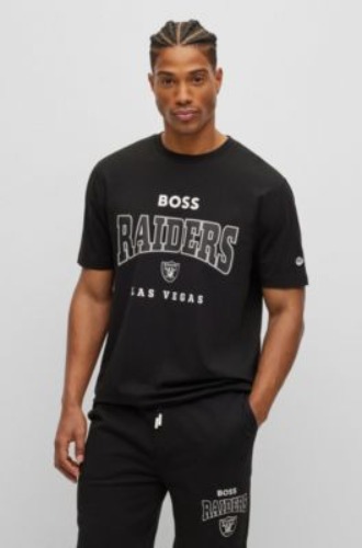 BOSS x NFL stretch-cotton T-shirt with collaborative branding