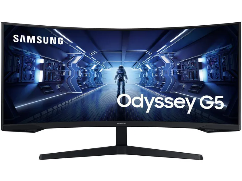 SAMSUNG Odyssey G5 C34G55T 34 WQHD 3440 x 1440 (2K) 1ms (MPRT) 165Hz HDR10, HDMI, DisplayPort FreeSync Premium Curved Gaming Monitor