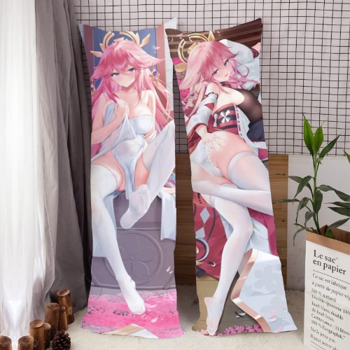 Huruaci Genshin Impact Pillowcase Yae Miko Body Pillow Case Cover Dakimakura(59.1x19.7in/150x50cm)