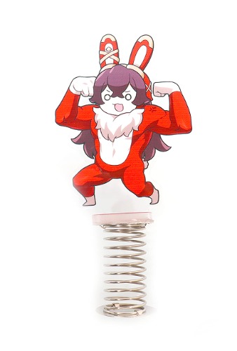 HMPAIMON Genshin Impact Shaky Acrylic Stand, Funny and Cute Design Decoration with Message Card (Muscle Baron Bunny)