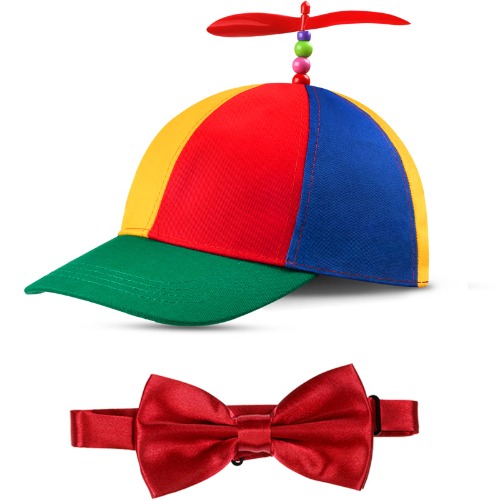 Top Hat Rainbow Detachable Hat Nerd Crazy Hat Silly Hat and Adjustable Bowtie for Adults Costumes