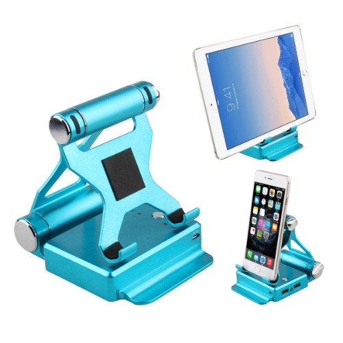 Podium Style Stand With Extended Battery Up To 200% For iPad, iPhone And Other Smart Gadgets - Blue