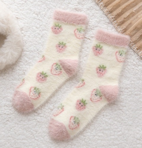 Fuzzy Berry Socks - Small strawberry