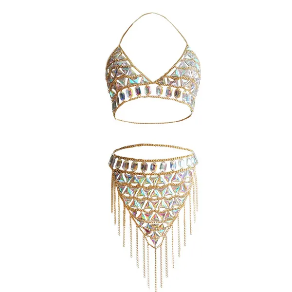 MineSign Crystal Body Chain Large Women Waist Vest Harness Shoulder Jewelry Kit for Maternity Photo Shoot Party Bikini