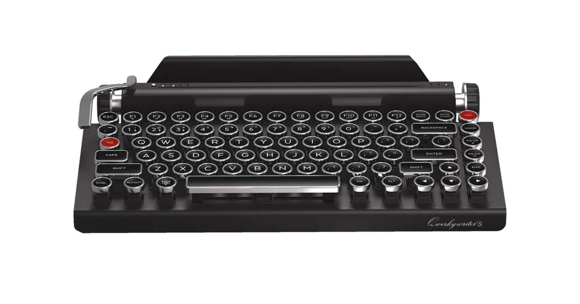 Qwerkywriter S Qwerkytoys Typewriter Inspired Retro Mechanical Wired & Wireless Keyboard with Tablet Stand