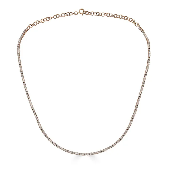14K Gold Diamond Choker Tennis Necklace by Alexis Jae - 14K Rose Gold / 16"
