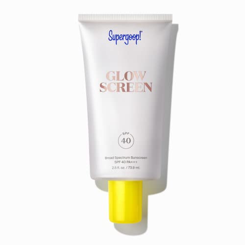 Supergoop! Glowscreen (SPF 40) - 2.5 fl oz - Glowy Primer + Broad Spectrum Sunscreen - Adds Instant Glow - Helps Filter Blue Light - Boosts Hydration with Hyaluronic Acid, Vitamin B5 & Niacinamide - 2.5 Fl Oz (Pack of 1)