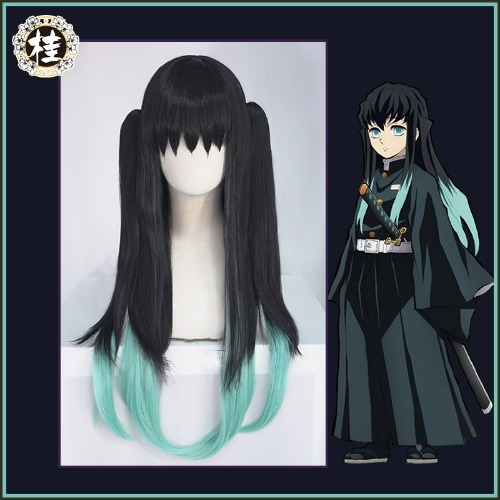 【Pre-sale】Uwowo Demon Slayer: Kimetsu no Yaiba Tokitou Muichirou Cosplay Wig 48cm Black Wig - one size