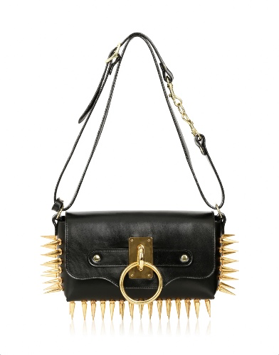 Black Leather Gold Spike Bag