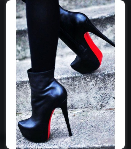 Leather Louboutin Platform Ankle Boot