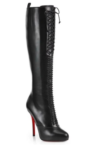 Lace Up Leather Louboutin Boots