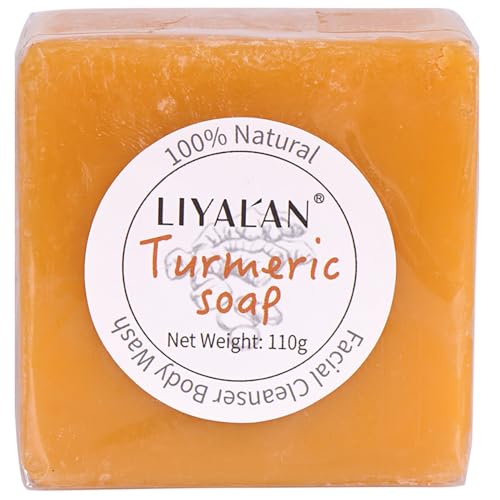 LIYALAN Turmeric Soap Bar for Face & Body-Tumeric Soap,Smooth Skin,Deep Cleansing, Natural Handmade Soap Sensitive Skin Formula, Vegan Soap - 3.88 Ounce (Pack of 1)