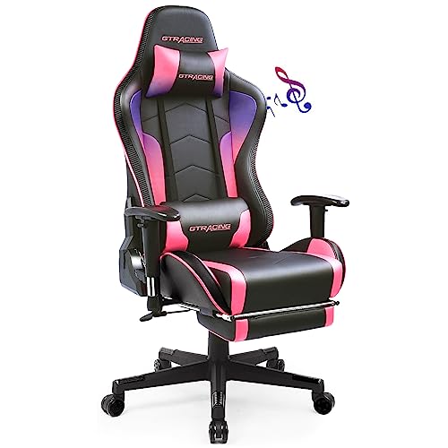 GTRACING Gaming Chair with Footrest Speakers Video Game Chair Bluetooth Music Heavy Duty Ergonomic Computer Office Desk Chair (Colorful) - Colorful
