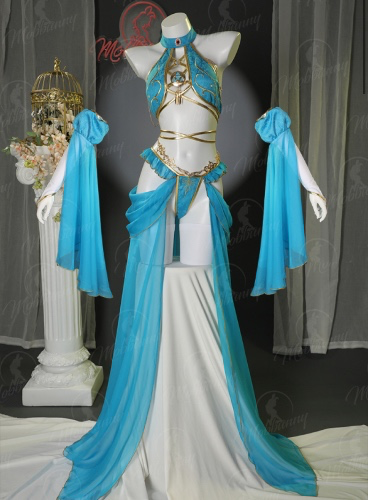 Princess Zelda Derivative Sexy Lingerie Set Halter Top and Panty with Thigh-High Socks and Gauze Skirt Cosplay Costume