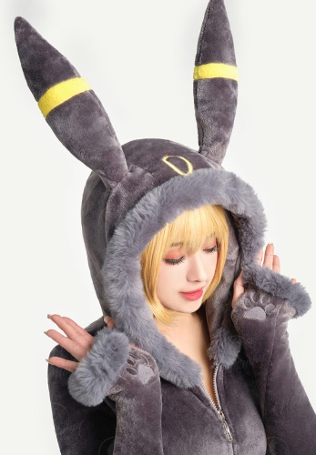 PM Derivative Sexy Lingerie Bodysuit Plush Hooded Deep V Romper and Socks with Belt and Tail