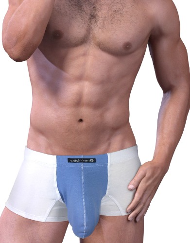Stretch Cotton Boxer White/Blue | Large