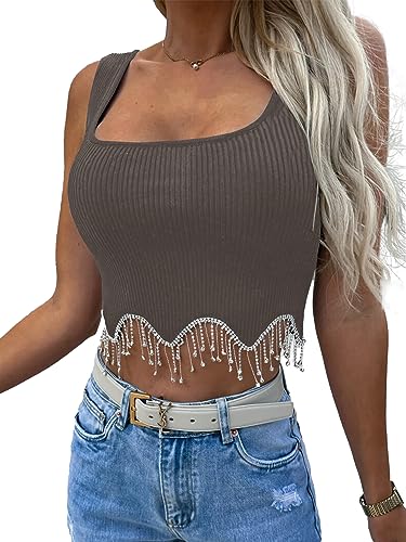 Rhinestone Knit Crop Top