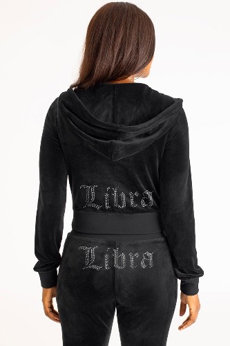 Libra Big Bling Velour Hoodie | Liquorice / L / Silver Bling