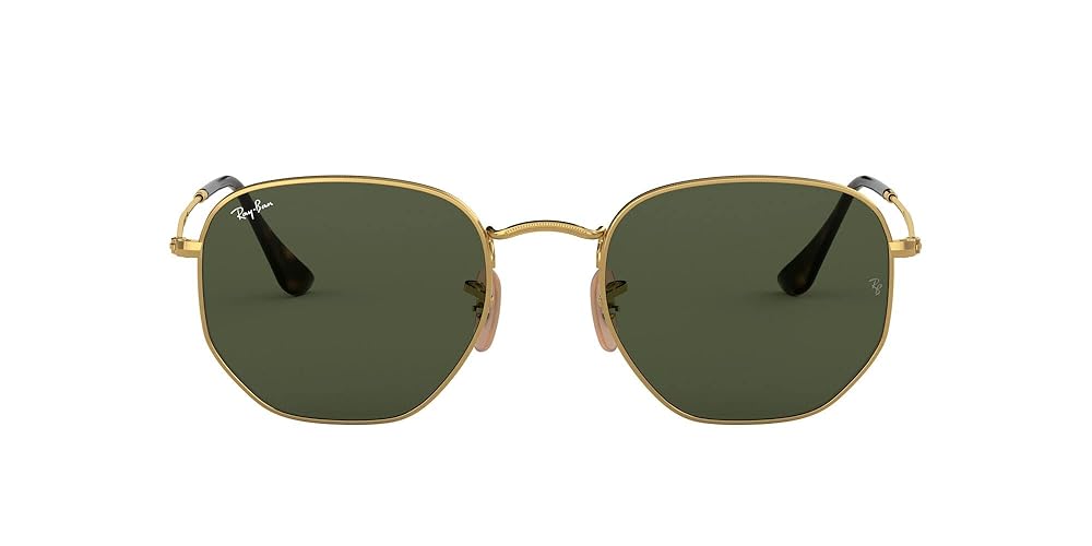 Ray-Ban RB3548N Hexagonal Flat Lens Sunglasses - Gold/G-15 Green - 54 Millimeters
