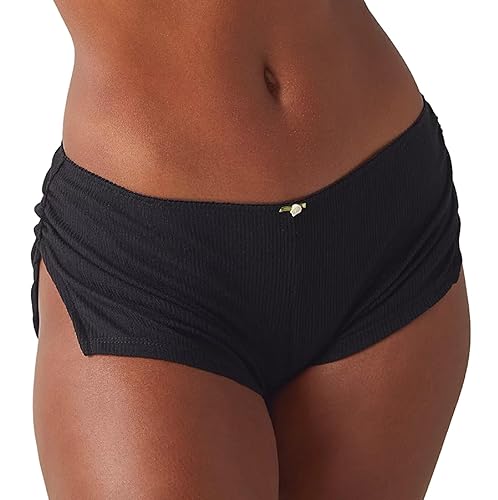 KMBANGI Y2k Sexy Micro Shorts for Women Low Waist Side Slit Boy Shorts Slim Booty Shorts Lounge Pj Bottom Cute Sleepwear - Cute Black - Small