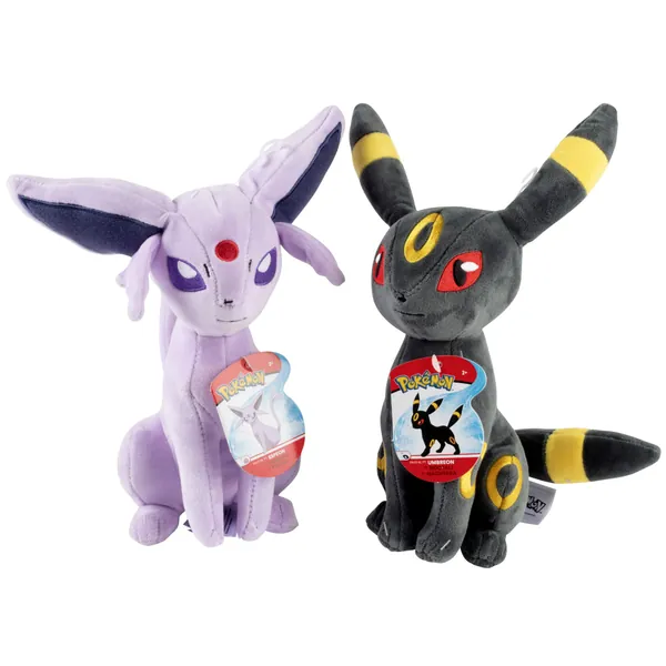 Pokemon Espeon and Umbreon Plush Stuffed Animals, 2-Pack - 8" Each - Age 2+ - 