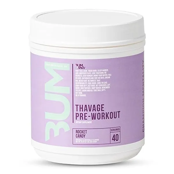 RAW Preworkout Powder, Thavage (Rocket Candy) - Chris Bumstead Sports Nutrition Supplement for Men & Women - Cbum Pre Workout for Working Out, Hydration, Mental Focus & Energy - 40 Servings - Rocket Candy