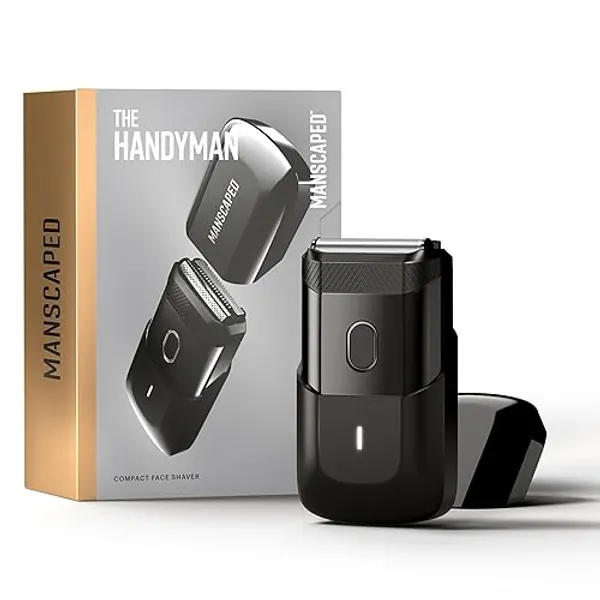 MANSCAPED® The Handyman™ Compact Face Shaver – Portable Men’s Travel Facial Hair Groomer, USB-C Rechargeable Razor, Electric Foil Face Shaver, Waterproof, Cordless, Dual-Action SkinSafe® Foil Blades
