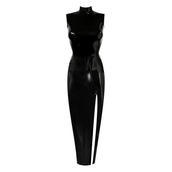 Latex Sleeveless Joy Evening Dress in supatex black